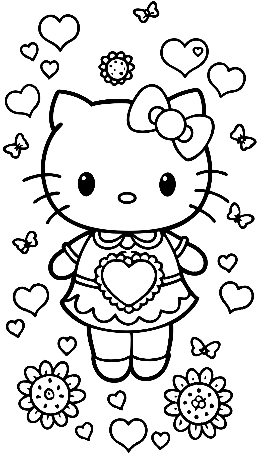 hello kitty valentine coloring pages